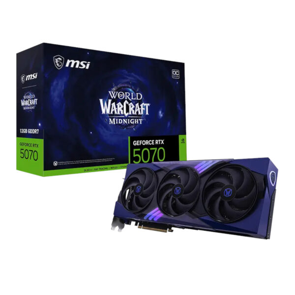 RTX5070WOWMIDVOIDOC12GB MSI-GeForce-RTX-5070-12GB-World-of-Warcraft-MIDNIGHT-VOID-EDITION-OC-Graphics-Card wr 01a MSI GeForce RTX 5070 12GB World of Warcraft MIDNIGHT VOID EDITION OC Graphics Card