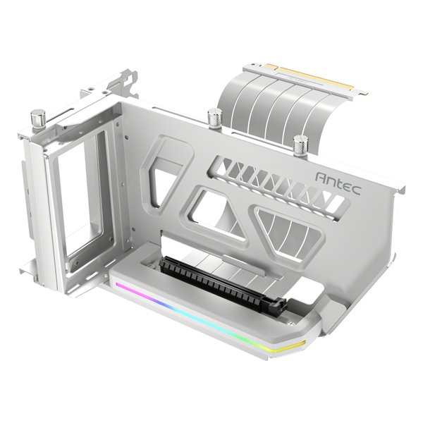 SHIFT-ARGB-WHT Antec-Vertical-GPU-Bracket-with-PCIE-4.0-Riser-Cable-Shift-ARGB-White- wr 01 Antec SHIFT ARGB Vertical GPU Bracket with PCIe 4.0 Riser Cable – White