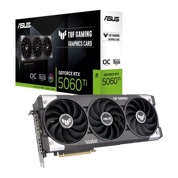 TUF-RTX5060TI-O16G ASUS-TUF-Gaming-GeForce-RTX-5060-Ti-16GB-GDDR7-OC-Edition-–-Black wr 01a ASUS TUF Gaming GeForce RTX 5060 Ti 16GB GDDR7 OC Edition Graphics Card