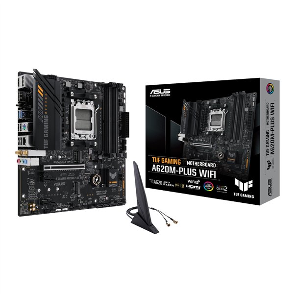 TUFGAMINGA620M-PLUSWIFI Asus-TUF-Gaming-A620M-PLUS-AM5-WIFI-M-ATX-Motherboard wr 01a Asus TUF Gaming A620M-PLUS AM5 WIFI M-ATX Motherboard