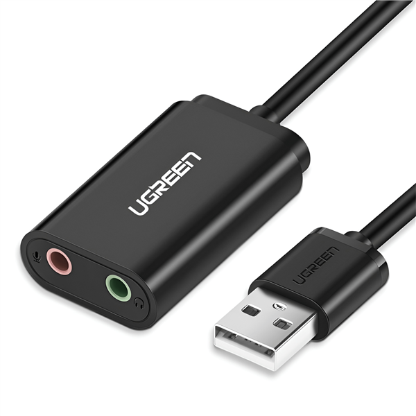 US205-30724-wr-01 UGREEN USB to 3.5mm External Stereo Sound Adapter - Black