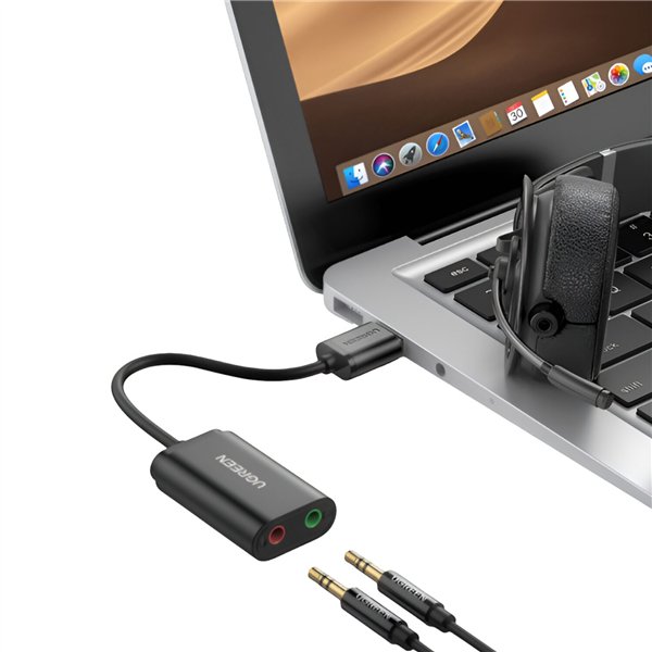 US205-30724-wr-04 UGREEN USB to 3.5mm External Stereo Sound Adapter - Black