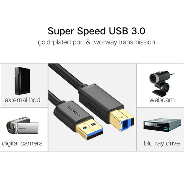 UGREEN US210 USB-A Printer Cable 2M - Black