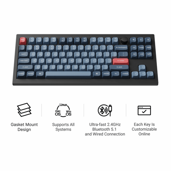 V3M-D3 Keychron V3 Max QMKVIA 80 Wireless Custo wr 02 Keychron V3 Max QMK/VIA 80% Wireless Custom Mechanical Keyboard (Brown Switch) – Carbon Black
