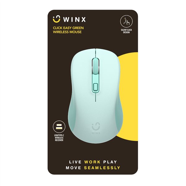 WX-KB112 WINX CLICK Easy 1600DPI Wireless-Mouse Green wr 03a WINX CLICK Easy 1600DPI 2.4GHz Wireless Mouse - Green