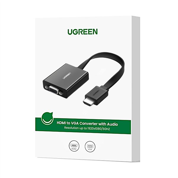 Mm103-40248-wr-06 UGREEN HDMI to VGA Adapter, with 3.5mm Audio and Power Port - Black