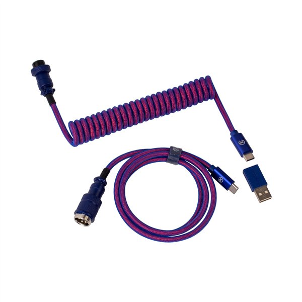 4895248821700 CAB-1-1 Keychron Premium Coiled Aviator USB Cable | Type-C + USB-A Adapter | Detachable Aviator Connector | 108 cm