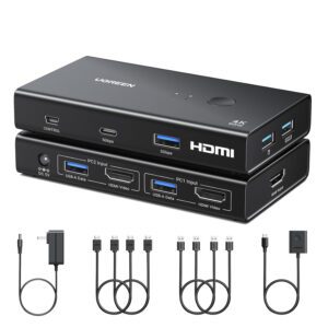 6941876244522 AK502-45452 01 UGREEN 2-In-1 HDMI KVM Switch 4 USB Ports 4K@60Hz–Black