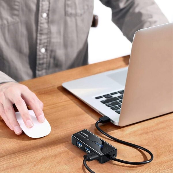 6957303822652 20265-20265 LS UGREEN USB Type-A Male to Ethernet Adapter with 3-Port USB Hub – Black