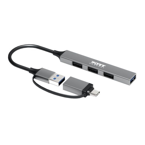 Port Connect USB Type-C to 4-port USB-A 3.0/2.0 Hub