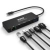 901909 wr 04 Port USB Type-C to 1 x RJ45|1 x USB3.0 SS|1 x Type-C 85W PD|1 x HDMI2.0|1 x VGA 30cm Cable Dock - Black