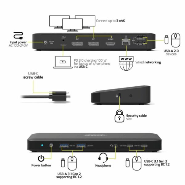 PORT Office docking station 3 X 4 USB-C 11 devices 100W
