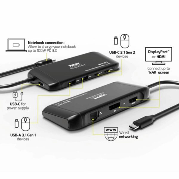 901913V2 PORT Mobile docking station 1 X 4K USB-C wr 06 PORT Mobile docking station 1 X 4K USB-C 7 devices 100W