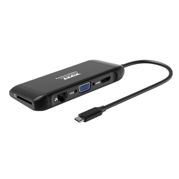 901913 wr 04 Port USB Type-C 4 x USB3.1|1 x Aux|Micro+SD Card Reader|1 x RJ45|1 x HDMI|1 x VGA|1 x Type-C PD Dock 100W - Black