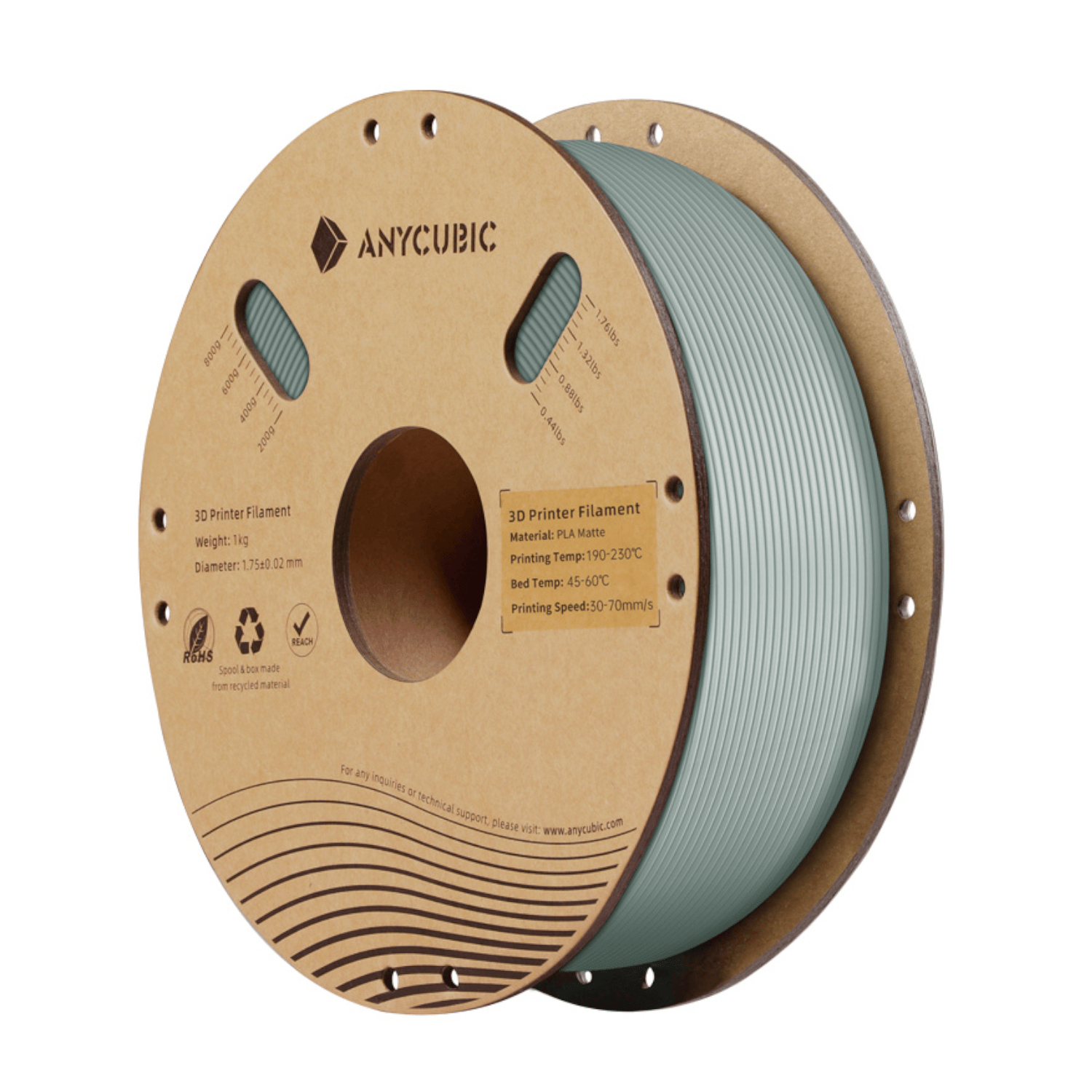 AHYGNG-10 Anycubic PLA Matte Filament 1kg - Nardo wr 01 Anycubic PLA Matte Filament 1kg - Nardo Grey