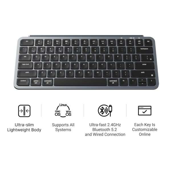 Keychron B1 Pro Ultra-Slim 75% Wireless Keyboard - Space Grey