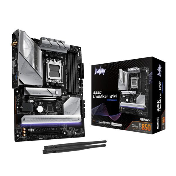 B850LIVEMIXERWIFI ASRock-B850-LiveMixer-WiFi-AM5-ATX-Gaming-Motherboard wr 01 ASRock B850 LiveMixer WiFi AM5 ATX Gaming Motherboard