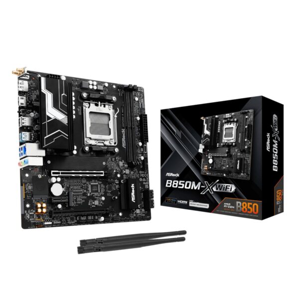B850M-XWIFI-WR-01 ASRock B850M-X WiFi AM5 Micro ATX Motherboard (DDR5, PCIe 5.0, Wi-Fi 6E)