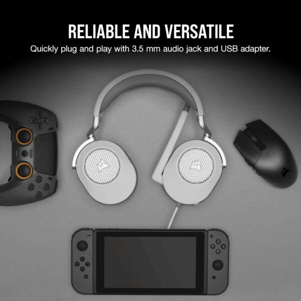 Corsair HS65 SURROUND Wired Gaming Headset — White (AP)