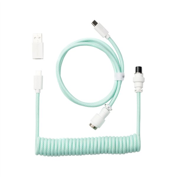 CAB-18 wr 02 Keychron Coiled Aviator Cable - Mint/Straight