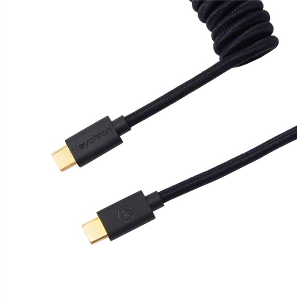 CAB-B wr 01 Keychron Coiled Aviator Cable - Black/Straight
