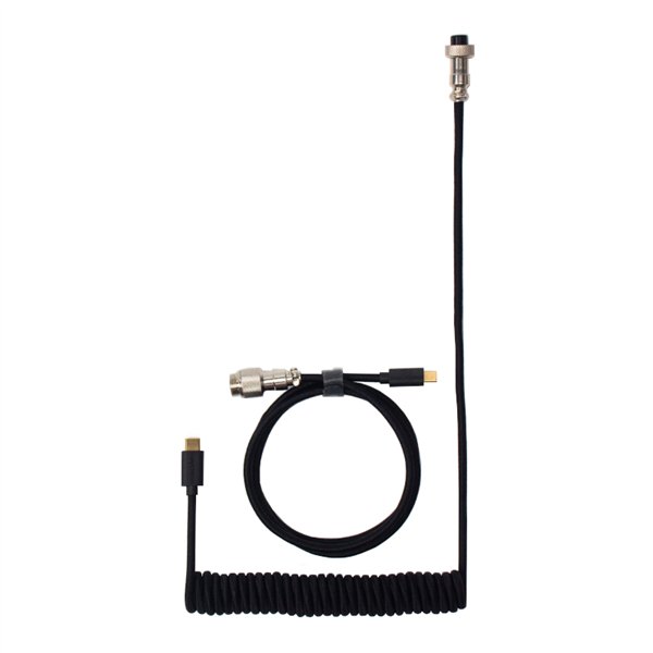 CAB-B wr 02 Keychron Coiled Aviator Cable - Black/Straight