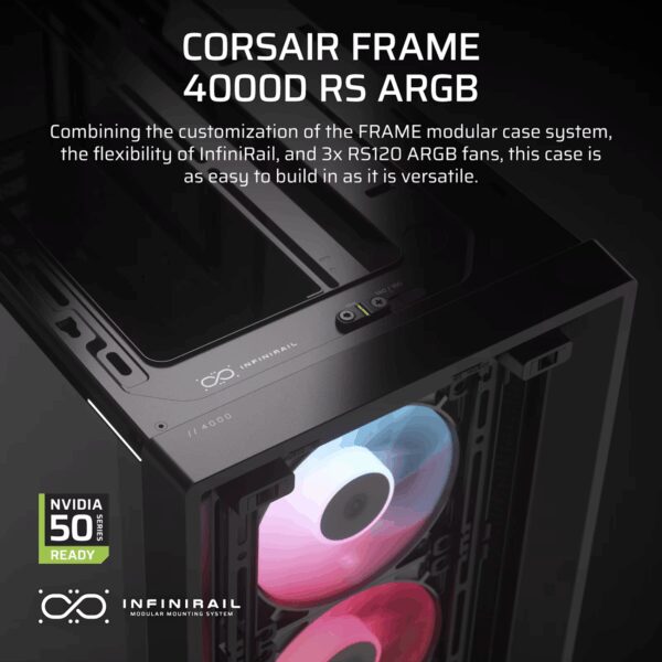 Corsair FRAME 4000D RS ARGB Modular Mid-Tower PC Case - Black