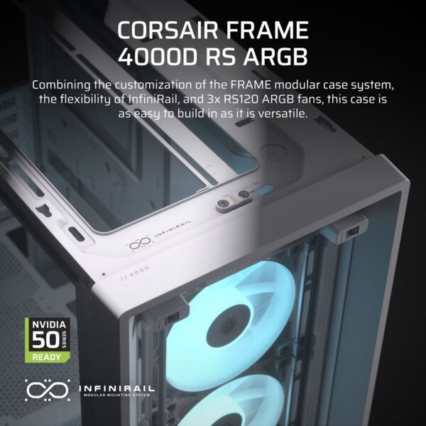 Corsair FRAME 4000D RS ARGB Modular Mid-Tower PC Case - White