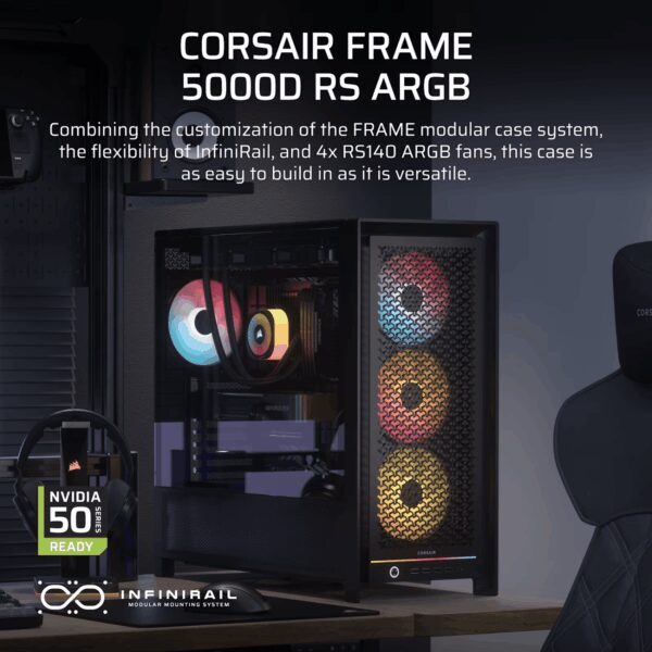 Corsair FRAME 5000D RS High-Airflow Mid-Tower PC Case - Black