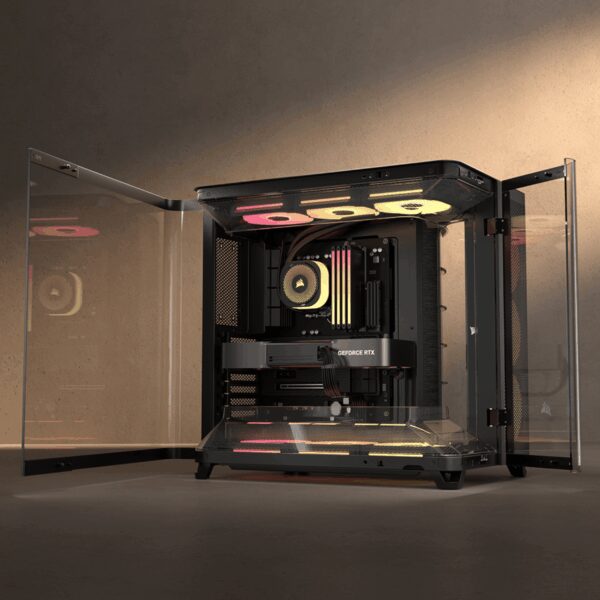 Corsair AIR 5400 LX-R RGB iCUE LINK Triple Chamber Mid-Tower PC Case - Black