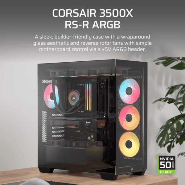 CC-9011322-WW Corsair 3500X RS-R ARGB Mid-Tower PC Cas wr 02 Corsair 3500X RS-R ARGB Mid-Tower PC Case - Black