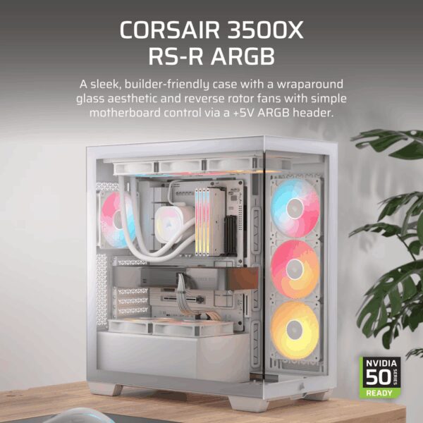 CC-9011323-WW Corsair 3500X RS-R ARGB Mid-Tower PC Cas wr 02 Corsair 3500X RS-R ARGB Mid-Tower PC Case – White