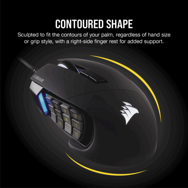 CH-9304211-AP Corsair SCIMITAR RGB ELITE Optical 18 00 wr 04 Corsair SCIMITAR RGB ELITE Optical 18 000 DPI MOBA/MMO Gaming Mouse - Black