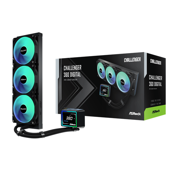 CHALLENGER-360-DIGITAL ASRock Challenger 360 Digital AIO Liquid wr 01 ASRock Challenger 360 Digital AIO Liquid Cooler - Black