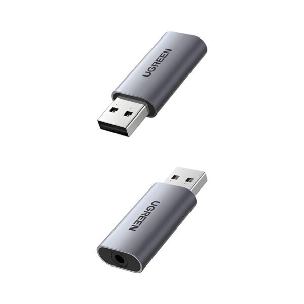 UGREEN CM383-80864 USB-A to 3.5mm Audio Jack External Sound Adapter - Silver