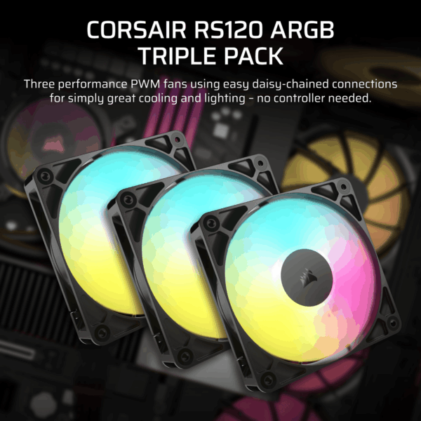 Corsair RS120 ARGB 120mm PWM Fans Triple Pack - Black