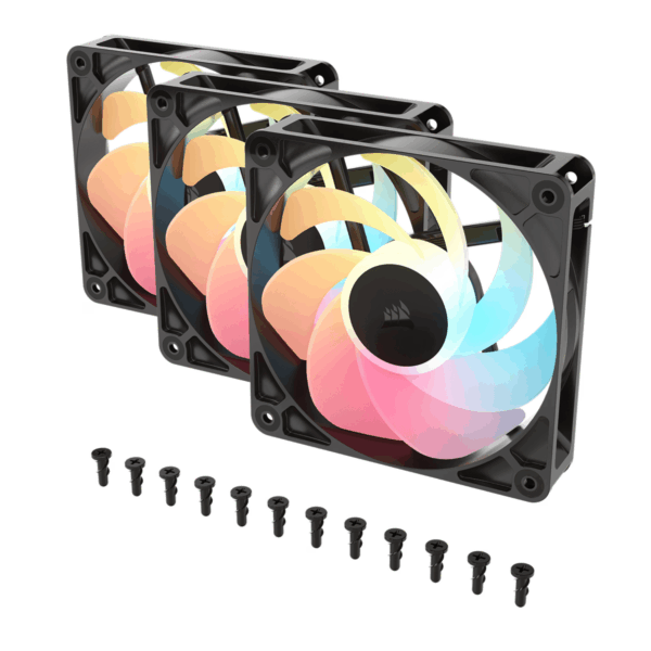 Corsair RS120-R ARGB 120mm PWM Reverse Fans Triple Pack - Black