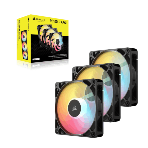 Corsair RS120-R ARGB 120mm PWM Reverse Fans Triple Pack - Black
