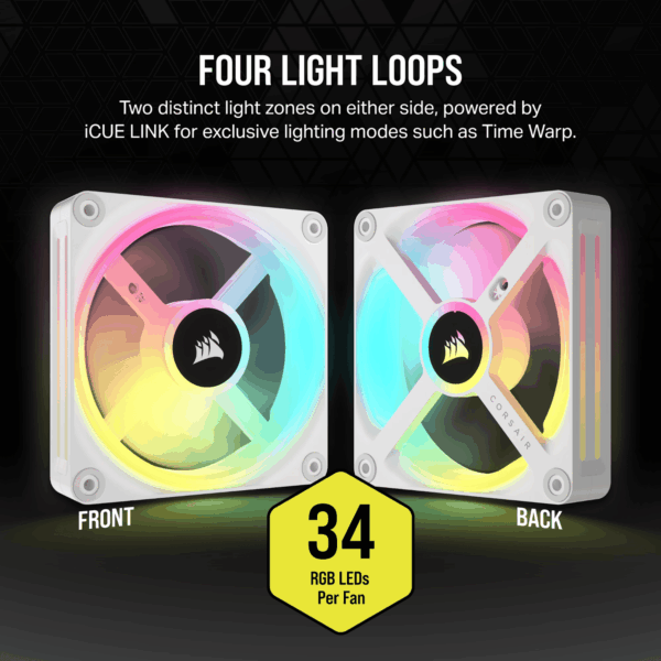 Corsair iCUE LINK QX120 RGB 120mm PWM PC Fan Expansion Kit - White