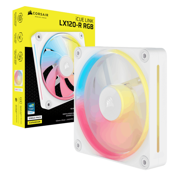 Corsair iCUE LINK LX120-R RGB 120mm PWM Reverse Fan Expansion – White