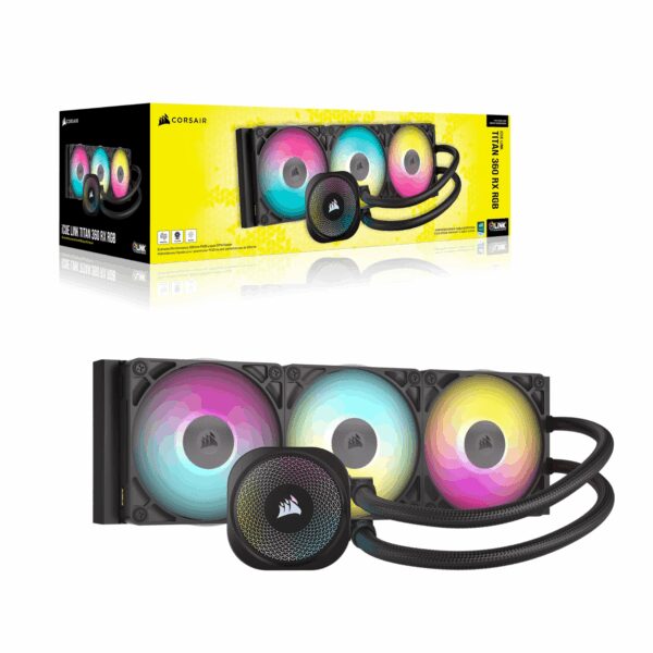 CW-9061018-WW Corsair iCUE LINK TITAN 360 RX RGB AIO L wr 05 Corsair iCUE LINK TITAN 360 RX RGB AIO Liquid CPU Cooler - Black