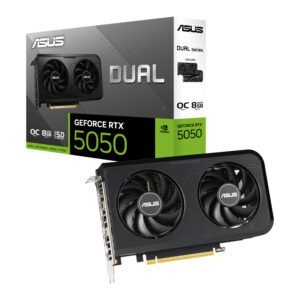 DUAL-RTX5050-O8G Asus-Nvidia-GeForce-RTX-5050-Dual-OC-88G-Graphics-Card wr 01 Asus Nvidia GeForce RTX 5050 Dual OC 8GB GDDR6 Graphics Card