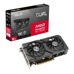 DUAL-RX7600-O8G-EVO ASUS-Dual-Radeon-RX-7600-EVO-OC-Edition-8GB-GDDR6-Graphics-Card wr 01a ASUS Dual Radeon RX 7600 EVO OC Edition 8GB GDDR6 Graphics Card