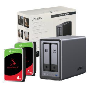 DXP2800-8TB UGreen-DXP2800-2-Bay-NAS-with-2-x-4TB-Seagate-Ironwolf-HDD wr 01a UGreen NASync DXP2800 2 Bay NAS with Seagate Ironwolf NAS 8TB SATA Hard Drive Bundle (2x 4TB)