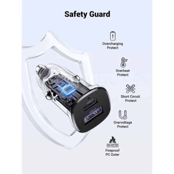 EC305-25845 UGREEN Car Charger Fast Charging 30W 2Po wr 02 UGREEN Car Charger Fast Charging 30W 2Ports