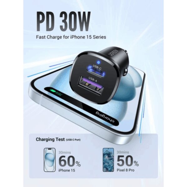 EC305-25845 UGREEN Car Charger Fast Charging 30W 2Po wr 03 UGREEN Car Charger Fast Charging 30W 2Ports