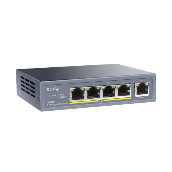 GS1005P wr 04 Cudy 5-Port Gigabit PoE+ Unmanaged Switch