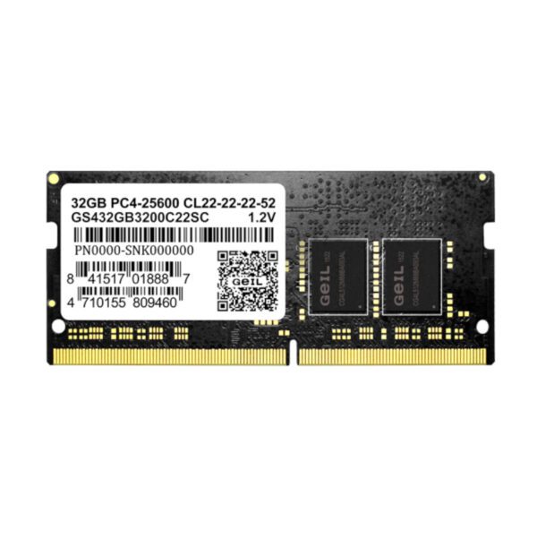 GS432GB3200C22SC GeIL-Pristine-32GB-DDR4-3200MHz-SODIMM-Notebook-Memory-Black wr 03 GeIL Pristine 32GB DDR4 3200MHz Notebook Memory