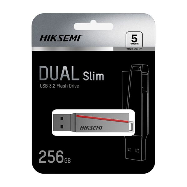 HS-USB-E307C-256G wr -4 HIKSEMI Dual Slim 256GB USB3.2 Flash Drive