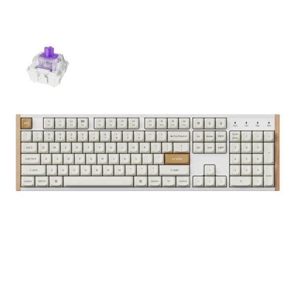 K10H-Q1 Keychron K10 HE 100 Hot-Swap Gateron Dbl wr 01 Keychron K10 HE Special Edition Full-size Hot-Swap Gateron Dbl-Rail Nebula Switch RGB Wireless Keyboard - White (Wood + Al)